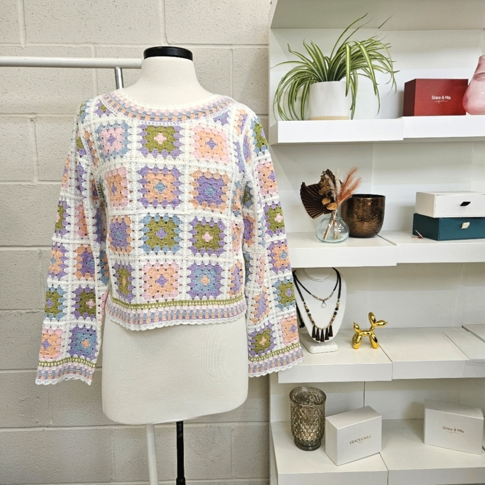 Crochet Pastel Long Sleeve Top